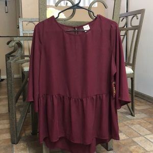 Burgundy peplum top